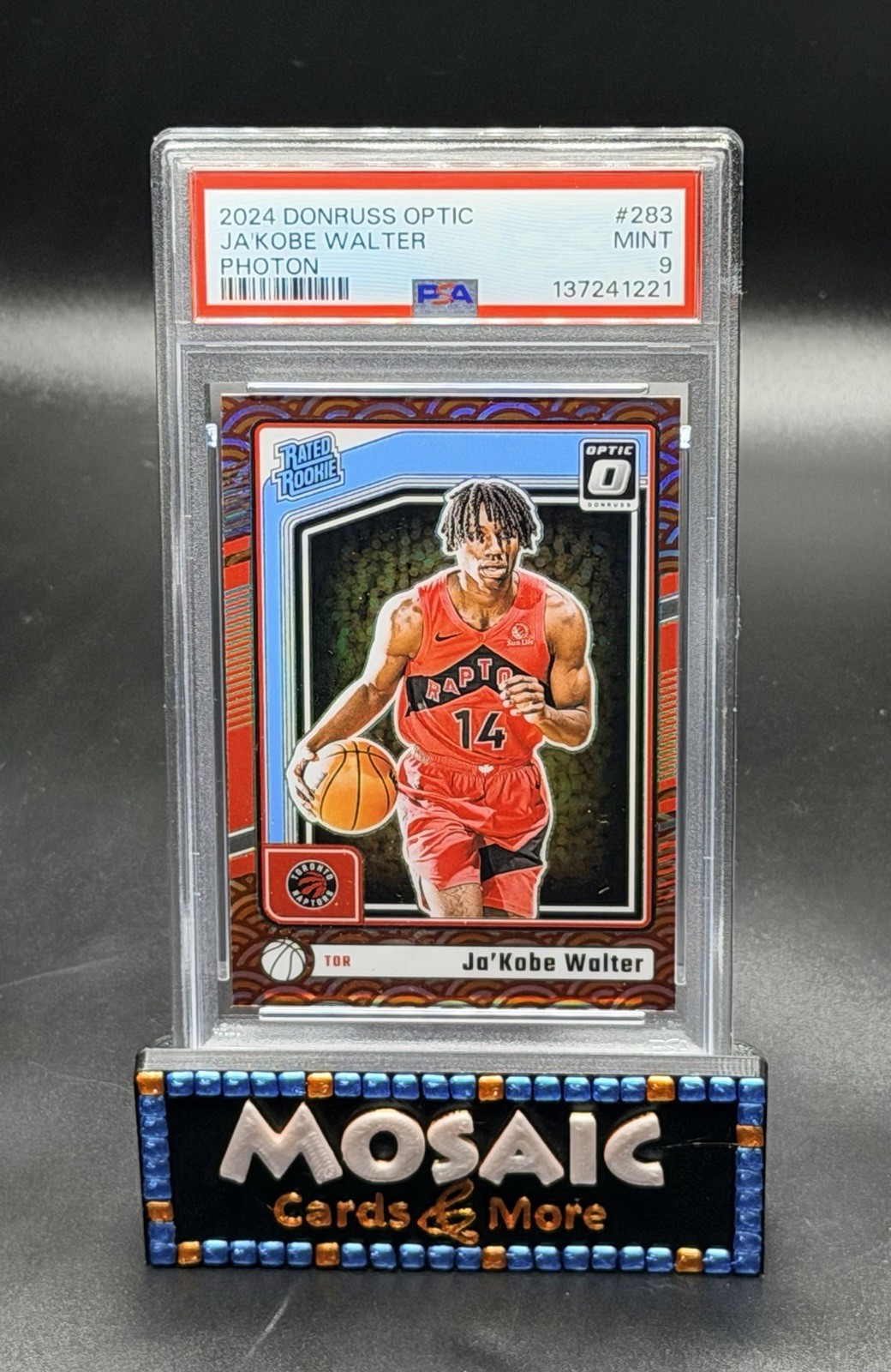 2024 Donruss Optic Ja'Kobe Walter Rated Rookie Photon RC #283 Raptors PSA 9 MINT
