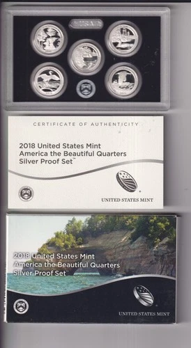 2018 UNITED STATES MINT AMERICA THE BEAUTIFUL QUARTERS SILVER PROOF SET 25¢ COIN