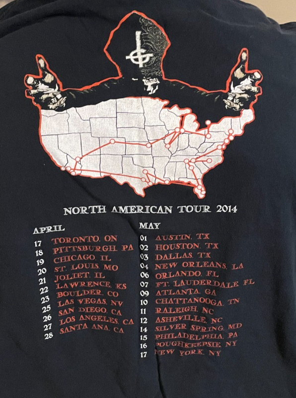 GHOST - ORIGINAL - North American Tour 2014 - T-Shirt - 2XL - concert bought
