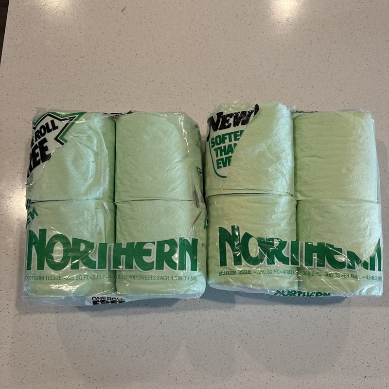 Lot of 2 Vintage Quilted Northern Bath Tissue Toilet Paper Green Color *open*