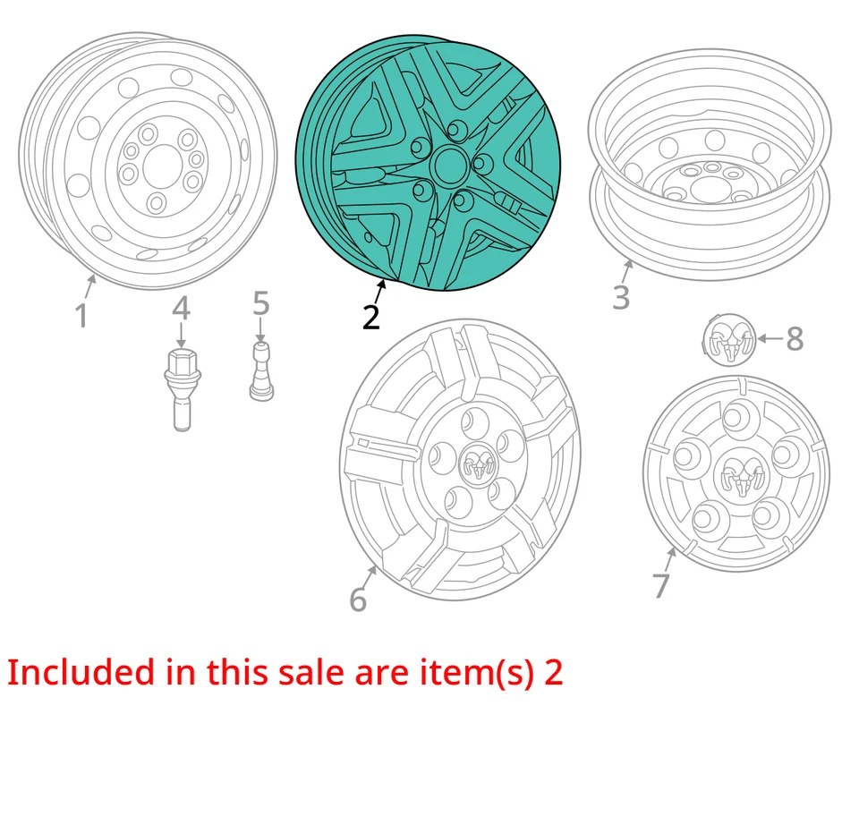 Wheel 16x6 Aluminum Fits 14-22 PROMASTER 1500 VAN 2613102 - Image 3 of 4