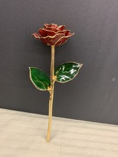 Living Gold USA Real Red Rose Dipped In 24KT Gold With Box