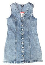 Frye Denim Dress Women Size X-Small XS Blue Button Light Wash Cotton Stretch NWT