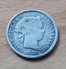 Coin 40 Cents Of Shield Isabel II - Year 1866 - Madrid