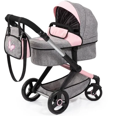 Bayer Design Kombi-Puppenwagen Xeo Schmetterling grau rosa NEU