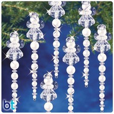 Beaded Ornament Kit Angel Icicle Makes 24 Christmas Decor Holiday DIY 7476