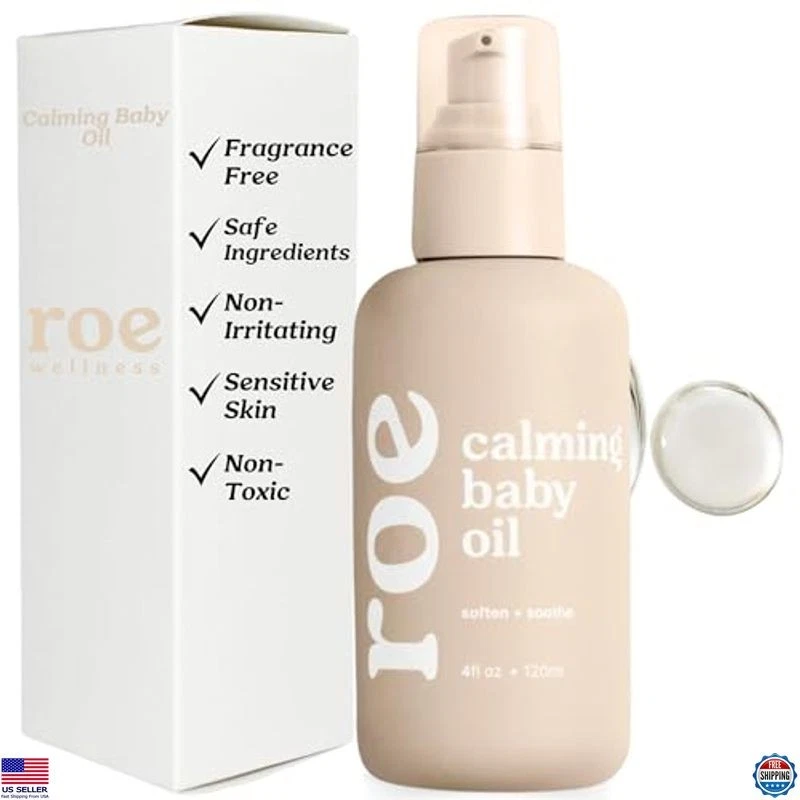Calming Baby Oil for Dry Skin, All Natural, Non-Greasy, Full Body Moisturizer