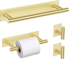 Self Adhesive Bathroom Hardware Set, Includes Towel Bar, Toilet Paper Holder and