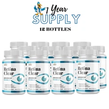 Retina Clear-Eye Health Dietary Supplement-Vision Support with Lutein-12 Bottles