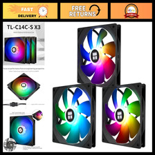 High-Speed 140mm Quiet PWM CPU Cooling Fan - 1500RPM, 3-Pack for PC Cases