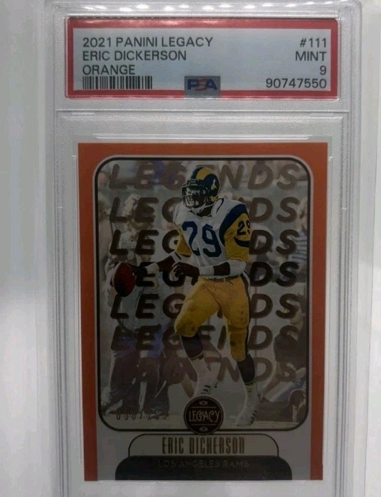 2021 Panini Legacy #111 LEGENDS Eric Dickerson /199 ORANGE PARALLEL PSA 9