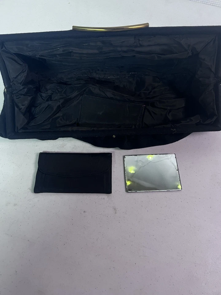 Bolso clutch vintage negro con espejo (herrajes dorados) Foto 4 de 4