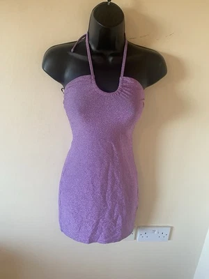 Lilac Sparkly Stretch Halter Neck Dress Size Xs By H&M ( 2791) - Image 1 of 4