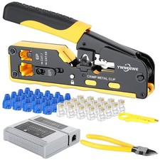 Crimping Tool Kit RJ45 Pass Through Ethernet Crimper Stripper Cutter Cat5 Cat6