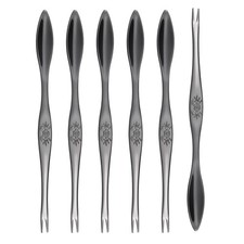 6 Pcs Crab Forks 6.5" Seafood Forks Crab Legs Cracker Utensils(Black)