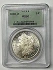 1880-O PCGS MS 60 OGH MORGAN SILVER DOLLAR OLD GREEN HOLDER