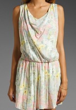 Nwt $396 Alice + Olivia SALLY Floral-Print Silk-Rich Dress Top ~French Floral *L