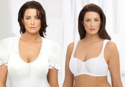 Glamorise DEMI Bra 46F (FOAM~PADDED~CUPS) Plunge COMFORT-STRAPS White NEW SEALED
