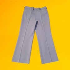 Vintage 70s High Waisted Pants Mens 32x30 Grey Flared Slacks USA Grandpacore 80s