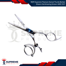 RDM Supreme Titanium Swivel Thumb Barber Shears Hairdressing Scissor 440C 5.5''