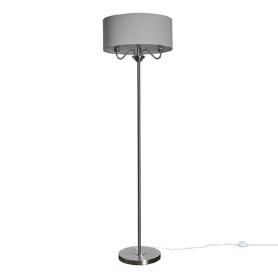 Traditionelle Stehlampe Chrom 3-fach mehrarmig Stehlampe Lampenschirm LED Birne