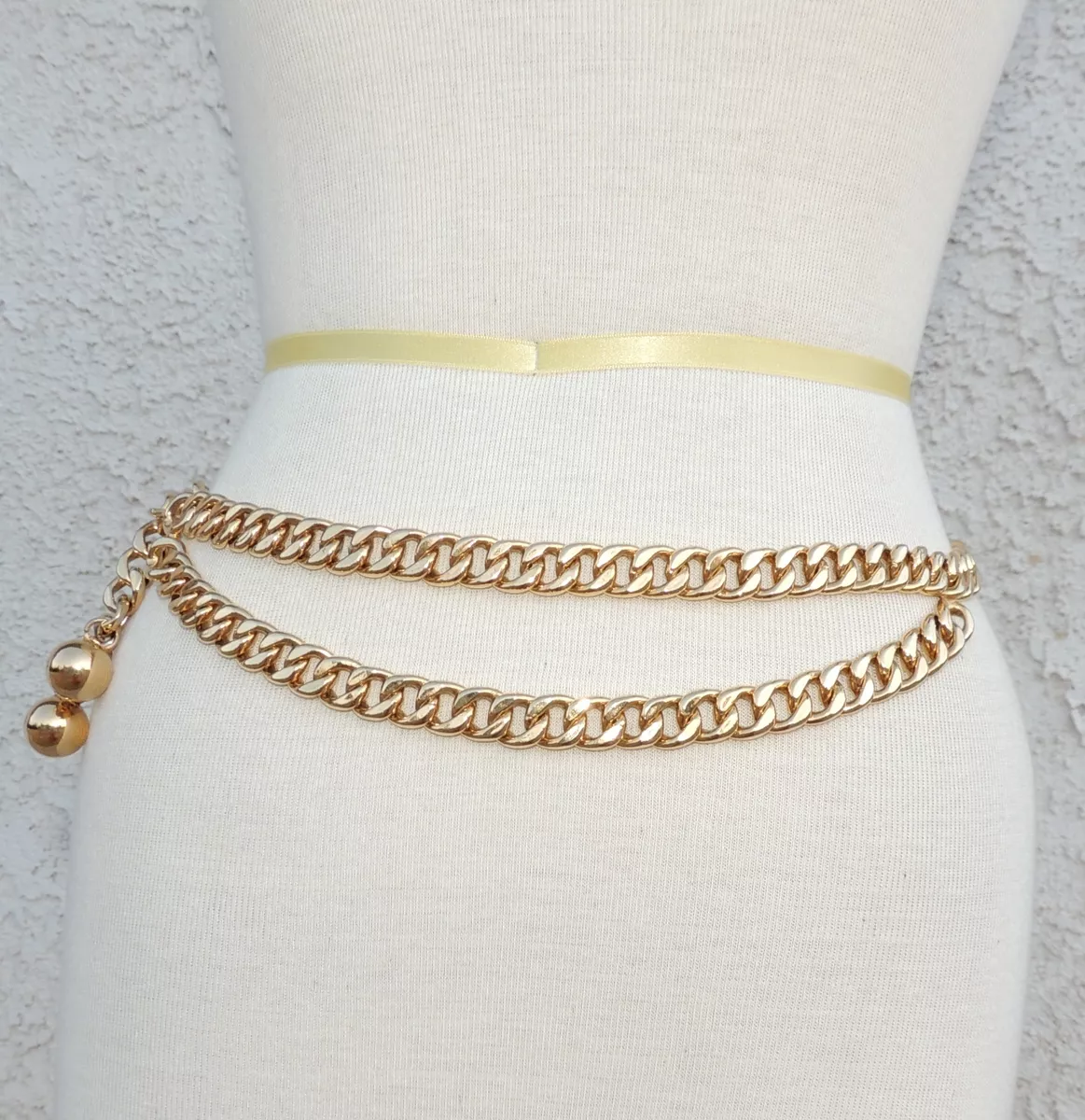 CHANEL GOLD CHAIN BELT WITH BALL CHARMS - RARE VINTAGE