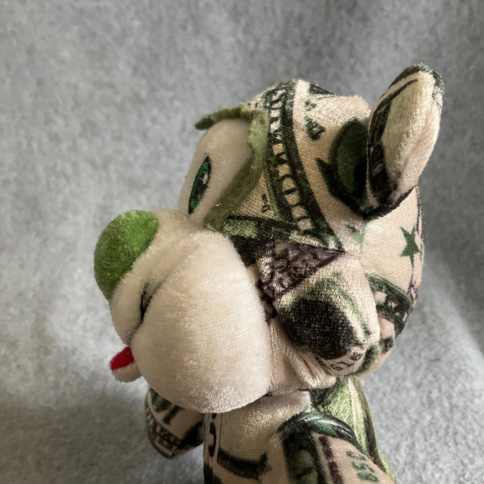 OSO DE PELUCHE con IMPRESIÓN DE DÓLARES EN EFECTIVO Kellytoy Hecho a Mano 10" de Largo Foto 3 de 4