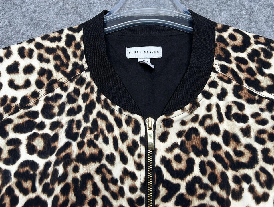 Chaqueta Susan Graver Mujer 2X Beige Negro Estampado Animal Forrada Versátil Cómoda Divertida Foto 3 de 4