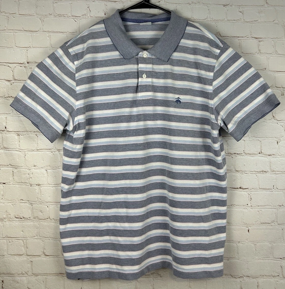 Brooks Brothers Mens Short Sleeve Striped Blue Original Polo Shirt Size Large