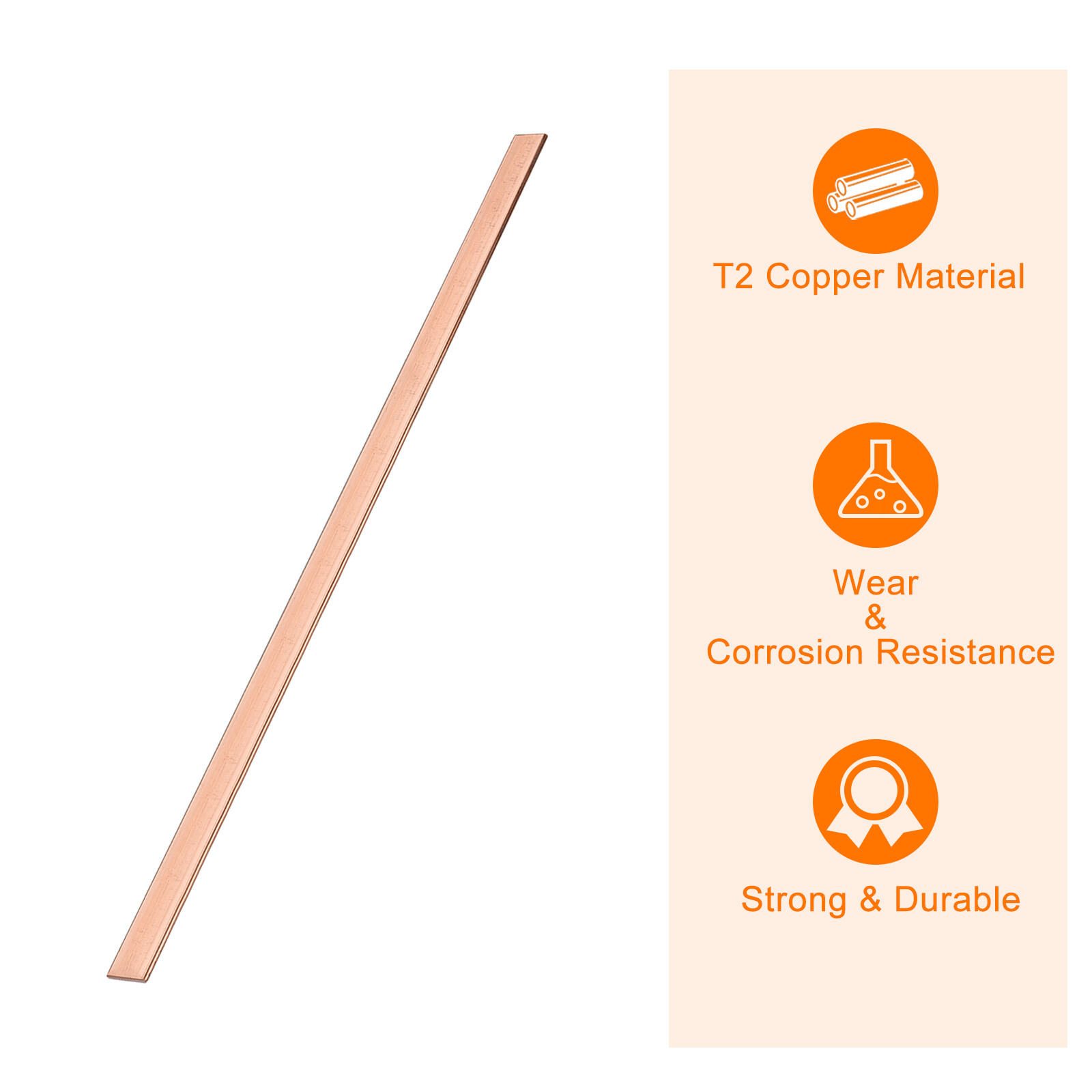 Sourcing Map Kupfer Flachstange 1x15x400mm - Elektro Kupferstab Lager