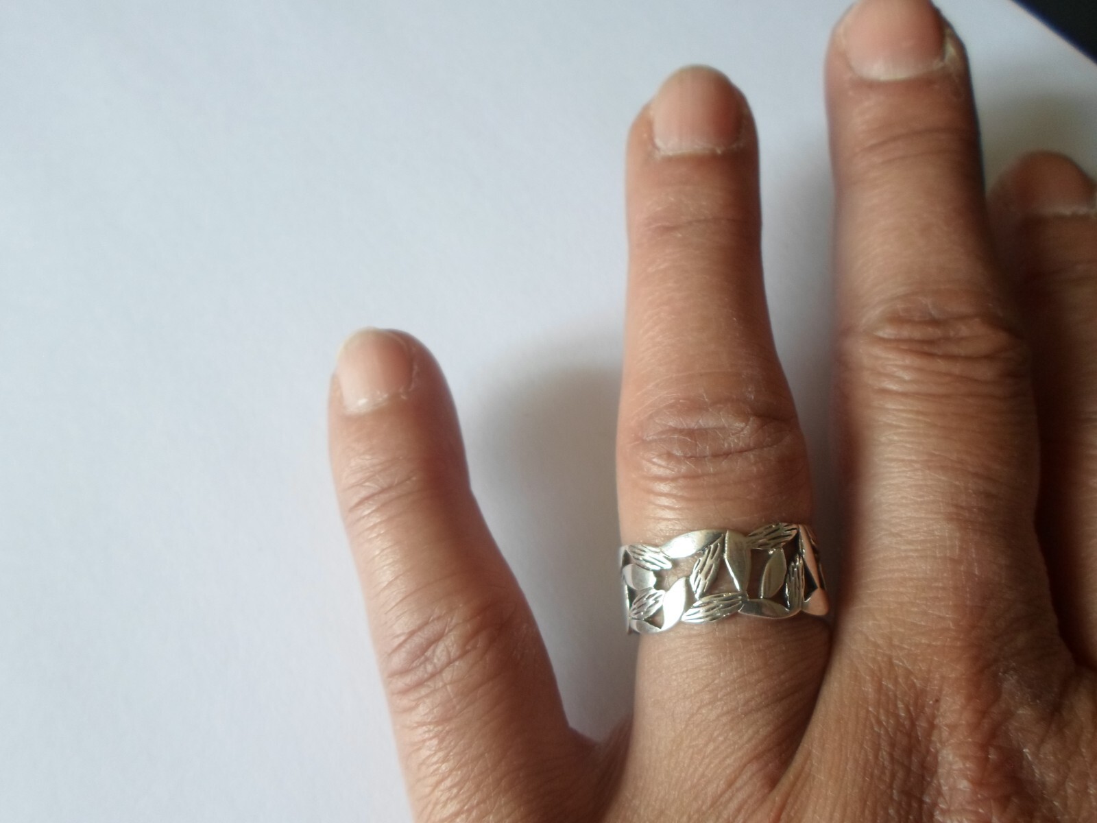 solid silver ring, partially chiseled openwork ri… - image 4