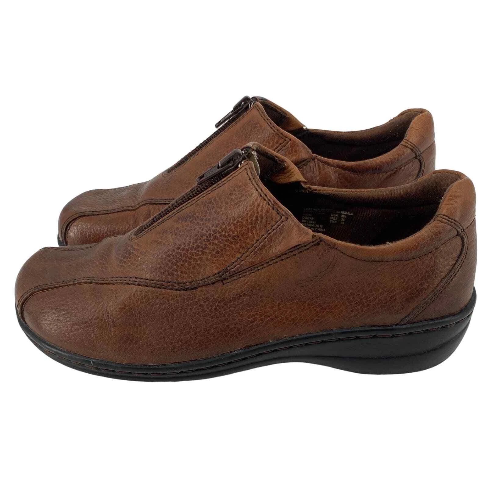 THOM BROWNE Scarpe abito Thom McAn da uomo 8 W marroni in pelle con cerniera anteriore