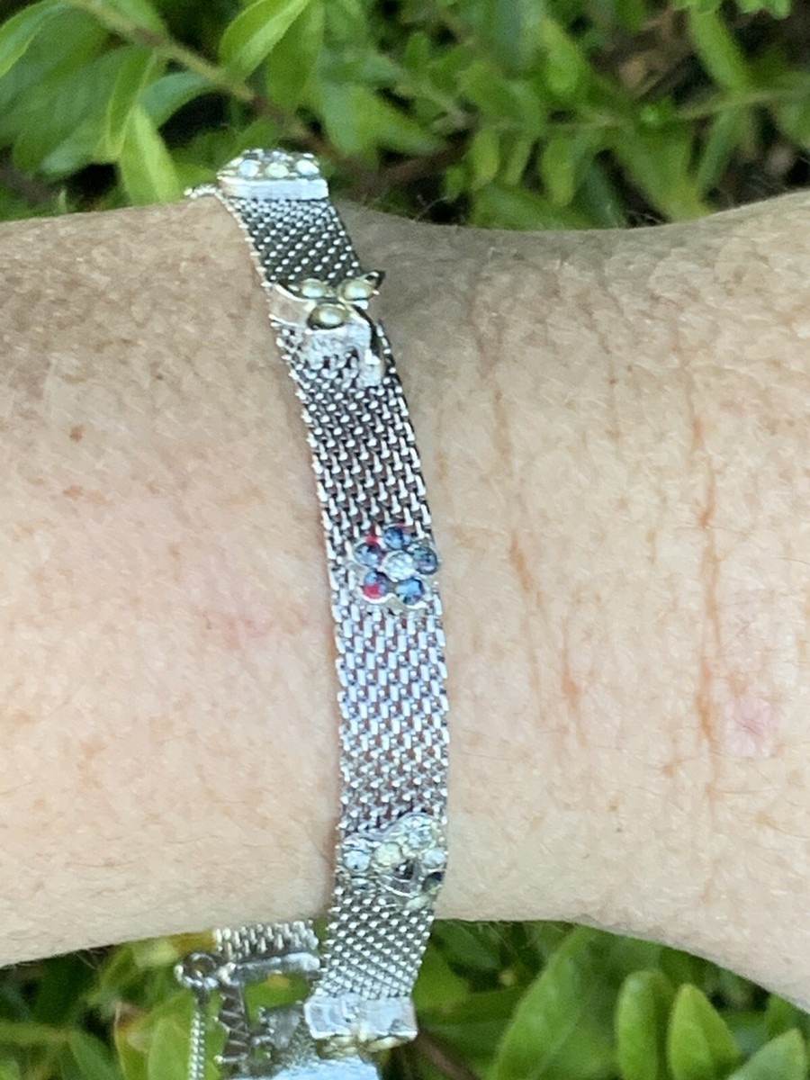 アクセサリー hc USA vintage goldette bracelet Goldette Mesh Interwoven Link Bracelet with Safety Chain