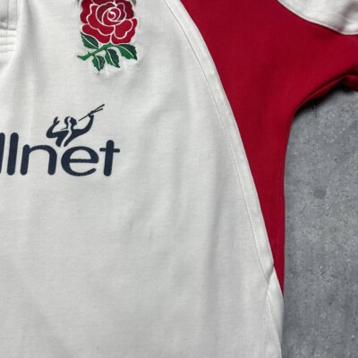 Vintage 2001/2002 Nike England Rugby Union Thrashed LS Shirt White