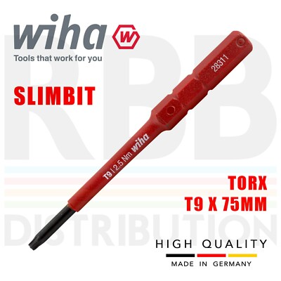 Wiha 41160 SlimBit Torx Screwdriver T9 SlimFit 1000v VDE Electrician Insulated