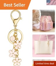 Charming Initial Keychain with Double Flower Charms - Perfect for Handbags