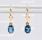Dangle 1.90 ct 14K Yellow Gold Natural Blue Zircon leverback December Birthstone — photo 1