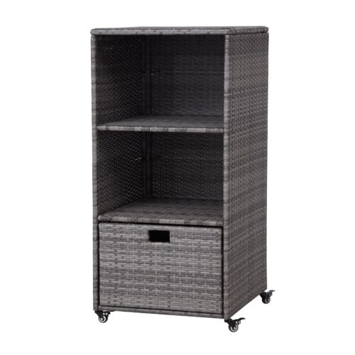 Outdoor Towel Rack & Pool Toy Cabinet Waterproof PE Rattan Storage Organizer