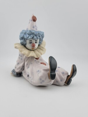 Vintage Retired LLADRO 1990 Glazed Porcelain Tired Friend Clown