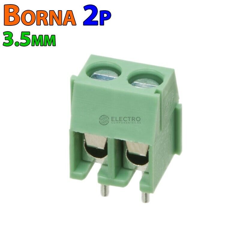 Terminal Borna Clema 2 pines VERDE 3,5mm 250v 6A enlazable Lote 1...