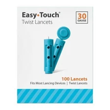 Easy Touch Twist Lancets Triple Bevel Cut Sterile Latex Free Single Use 100ct
