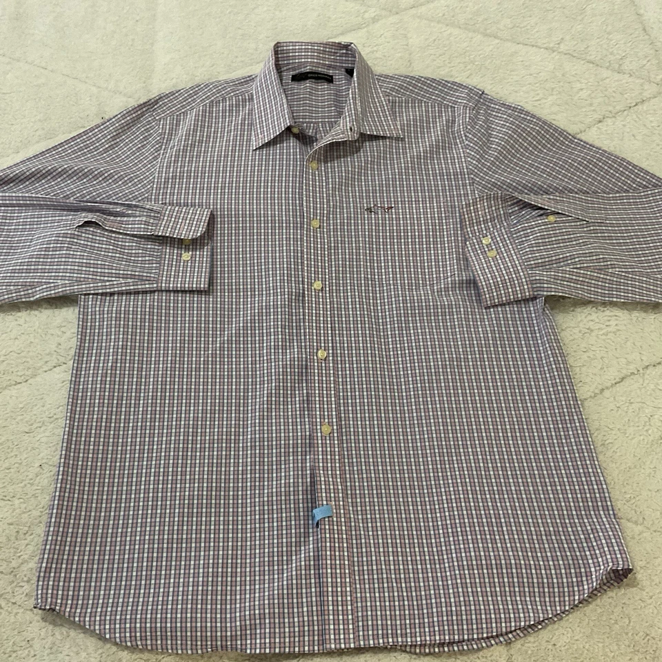 Camisa de algodón Greg Norman multicolor a cuadros con botones para hombre XL logotipo de tiburón Foto 2 de 4