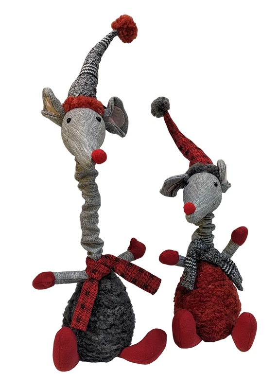 Topo Topino Natalizio con Collo Allungabile Natale Peluche Decorazione 60 cm