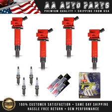 4 Red Ignition Coil & 4 Denso Platinum Spark Plug for Toyota Camry 02-11 2.4L