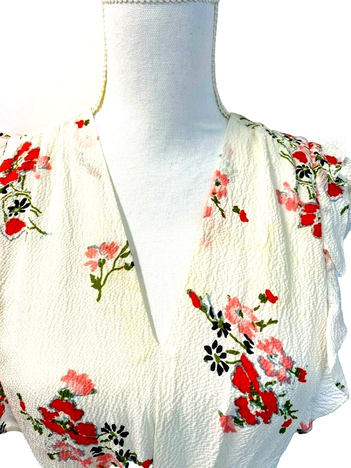 Rebecca Taylor Marguerite Dress Silk Size 4 Fully Lined Ivory Florals Ruffles - Image 2 of 4