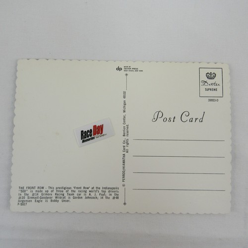 Postcard 1975 Indianapolis 500 Front Row A. J. Foyt Gordon Johncock Bobby Unser - Picture 3 of 8