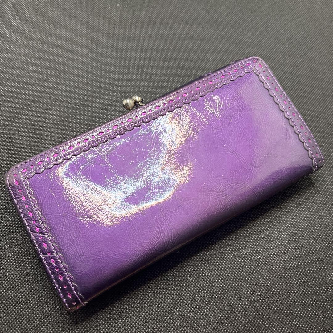 ANNA SUI Gamaguchi Purse Long Wallet Purple Butterfly Motif Floral