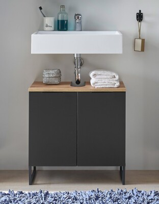 Waschbeckenunterschrank Aspen Badschrank Waschtischunterschrank 60 cm grau