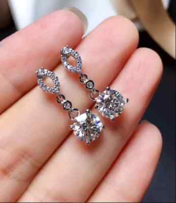 Delicated 4.45Ct Lab Created Diamond Drop/Dangle Earrings 14K White Gold Finish
