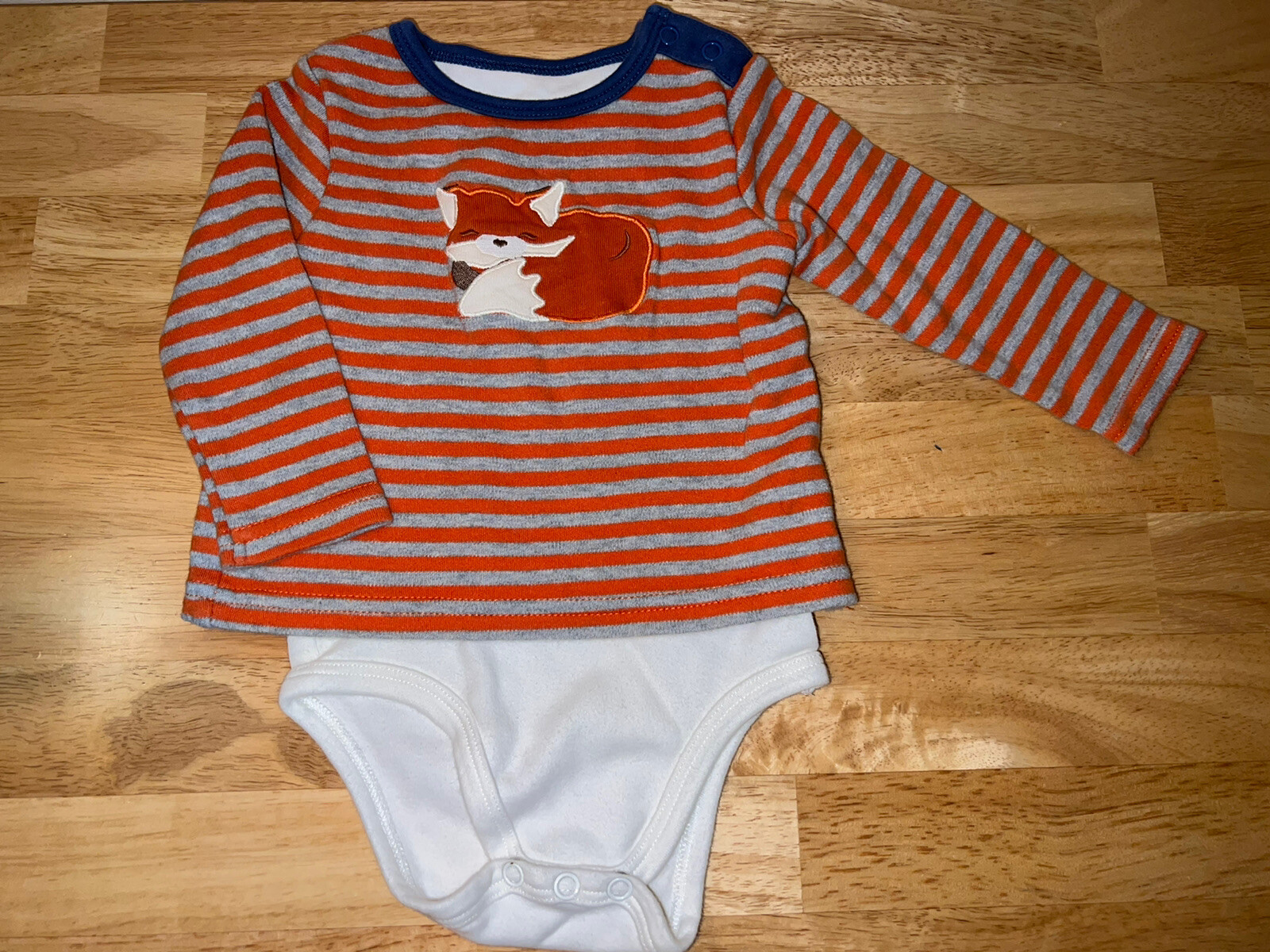 Kitestrings Baby Boy Orange Striped Fox Shirt One Piece Long Sleeve Top 69M eBay
